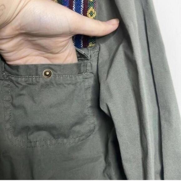 Wet Seal 100% Cotton Green Cargo Utility Hooded Jacket Southwest Patteren - Picture 3 of 9